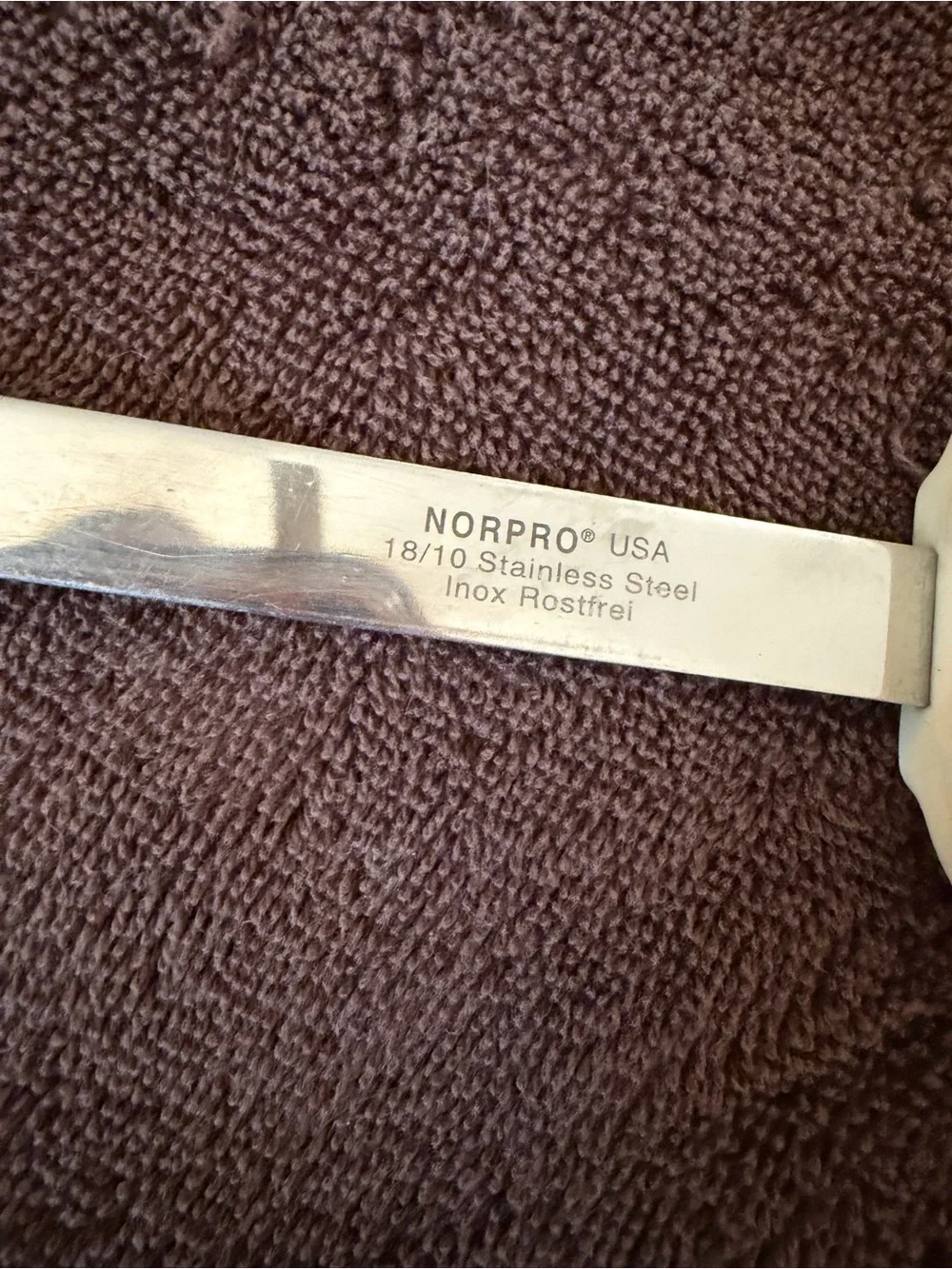 Vintage NORPRO Bowl Scraper Spatula White 18/10 Stainless Steel Kitchen Utensil